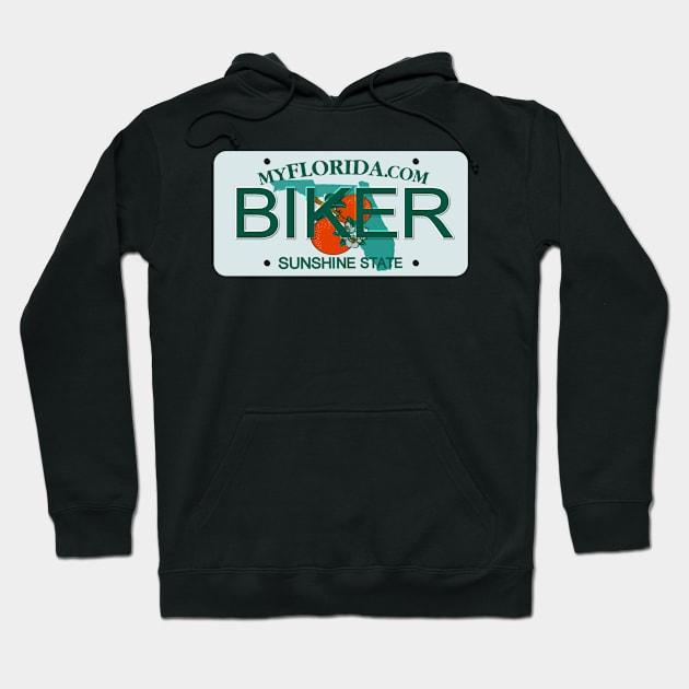 Biker Florida License Plate Hoodie by Mel's Designs